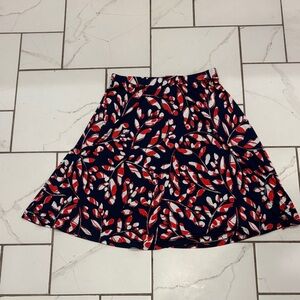 Gilli Navy Flounce Skater Skirt with Vibrant Print - Like New, medium